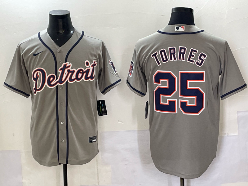 Men 2025 Detroit Tigers #25 Torres grey Game Nike MLB Jersey 005->detroit tigers->MLB Jersey